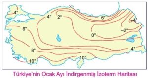 Türkiye Ocak Ayı İndirgenmiş Sıcaklık Haritası